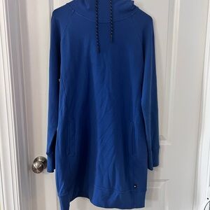 American Giant Blue Hooded Sweatshirt Dress